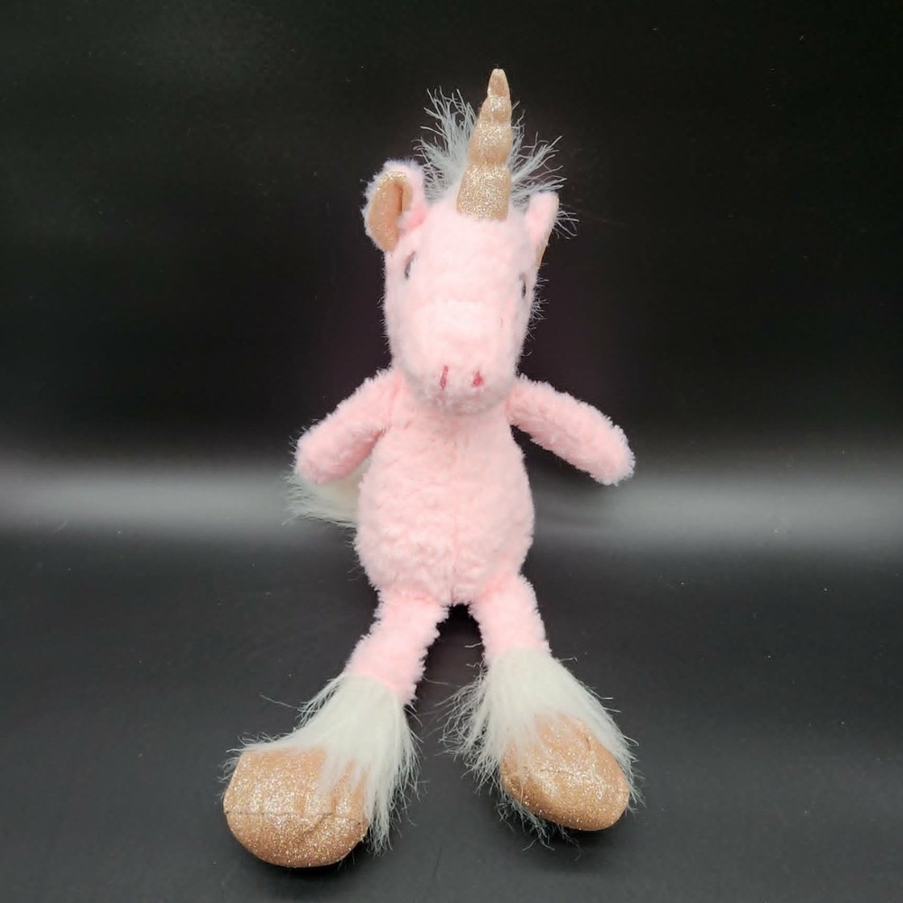 Ganz Pink Glitter Unicorn Plush Shaggy Gold Sparkle Horn Hoof Fairycore Toy